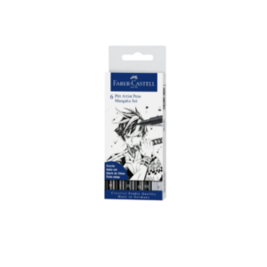 F.CASTELL 167124 RAPIDOGRAF INDIA INK PITT ARTIST PEN MANGA BLACK 6PC