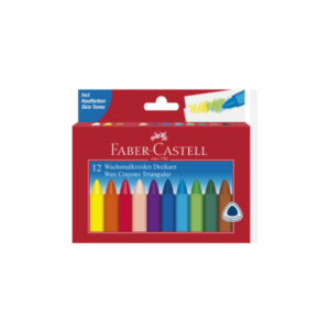 FABER CASTELL 120010 WAX CRAYONS TRIANGULAR CARDBOARD BOX 12X