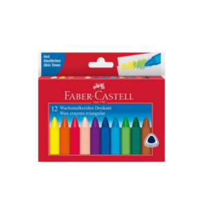 FABER CASTELL 120010 WAX CRAYONS TRIANGULAR CARDBOARD BOX 12X